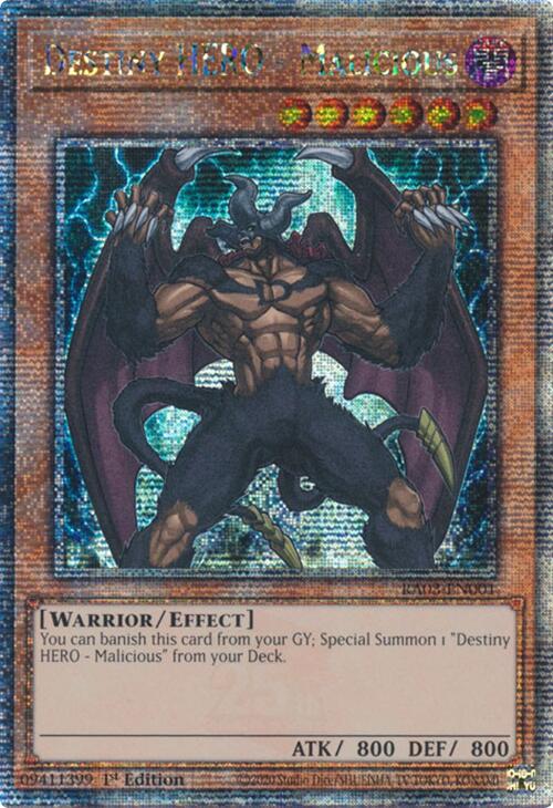 Destiny HERO - Malicious (Quarter Century Secret Rare) [RA03-EN001] Quarter Century Secret Rare | Jomio and Rueliete's Cards and Comics