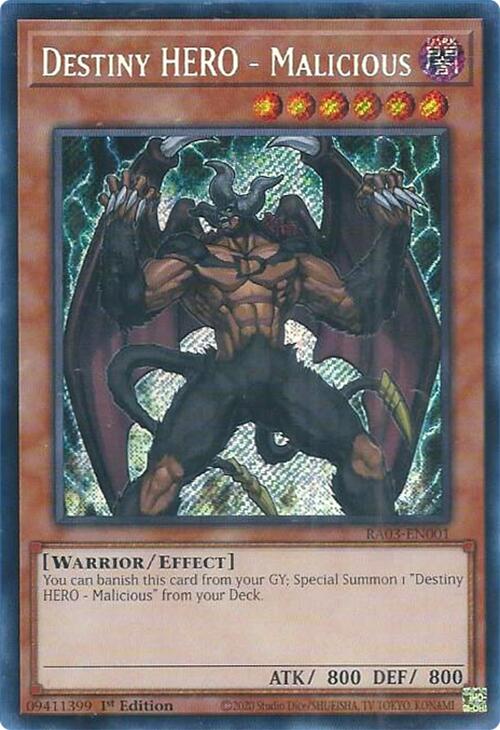 Destiny HERO - Malicious (Secret Rare) [RA03-EN001] Secret Rare | Jomio and Rueliete's Cards and Comics