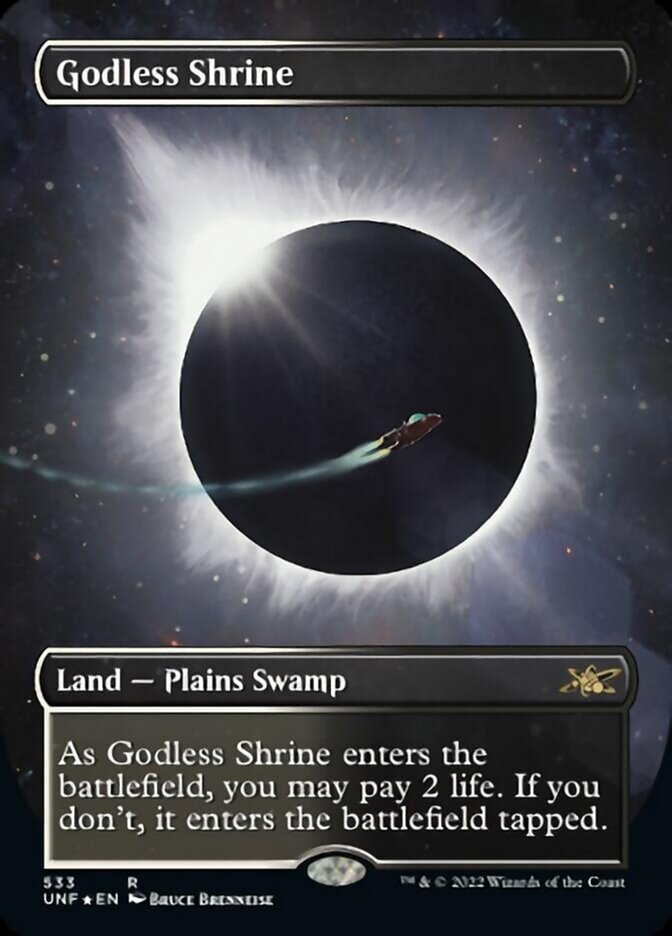 Godless Shrine (Borderless) (Galaxy Foil) [Unfinity] | Jomio and Rueliete's Cards and Comics