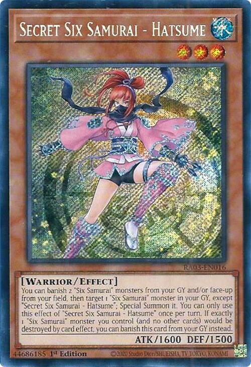 Secret Six Samurai - Hatsume (Secret Rare) [RA03-EN016] Secret Rare | Jomio and Rueliete's Cards and Comics