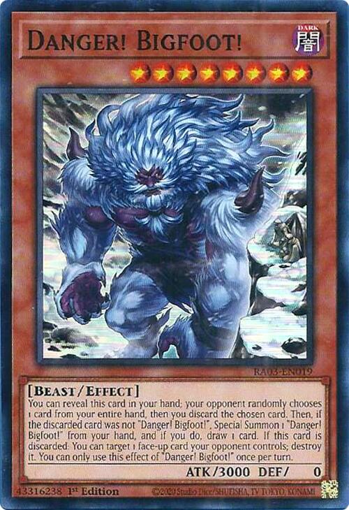 Danger! Bigfoot! (Alternate Art) [RA03-EN019] Super Rare | Jomio and Rueliete's Cards and Comics