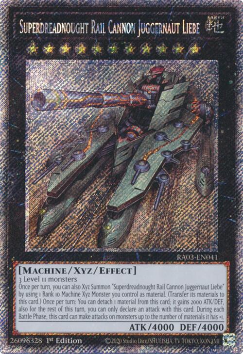 Superdreadnought Rail Cannon Juggernaut Liebe (Platinum Secret Rare) [RA03-EN041] Platinum Secret Rare | Jomio and Rueliete's Cards and Comics