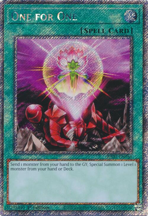 One for One (Platinum Secret Rare) [RA03-EN056] Platinum Secret Rare | Jomio and Rueliete's Cards and Comics