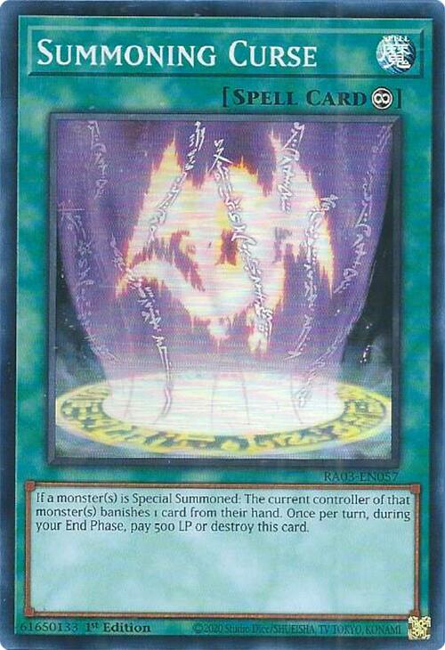 Summoning Curse [RA03-EN057] Super Rare | Jomio and Rueliete's Cards and Comics