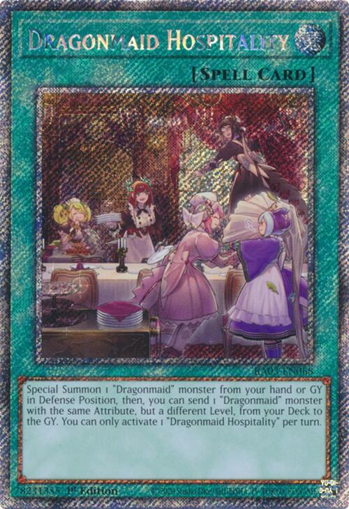 Dragonmaid Hospitality (Platinum Secret Rare) [RA03-EN068] Platinum Secret Rare | Jomio and Rueliete's Cards and Comics