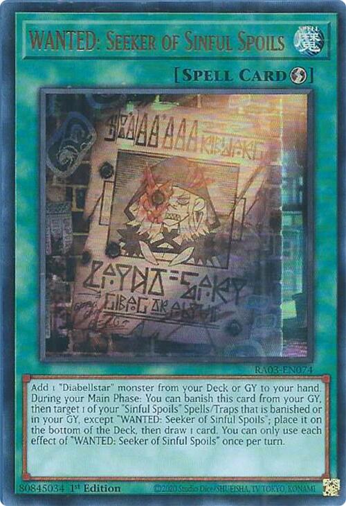 WANTED: Seeker of Sinful Spoils (UR) [RA03-EN074] Ultra Rare | Jomio and Rueliete's Cards and Comics