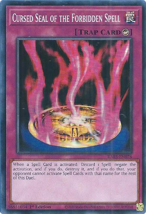 Cursed Seal of the Forbidden Spell [RA03-EN076] Super Rare | Jomio and Rueliete's Cards and Comics