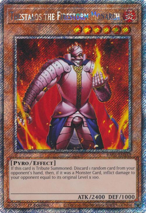 Thestalos the Firestorm Monarch (Platinum Secret Rare) [RA03-EN143] Platinum Secret Rare | Jomio and Rueliete's Cards and Comics