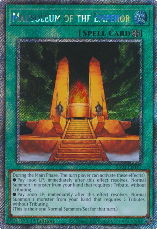 Mausoleum of the Emperor (Platinum Secret Rare) [RA03-EN167] Platinum Secret Rare | Jomio and Rueliete's Cards and Comics