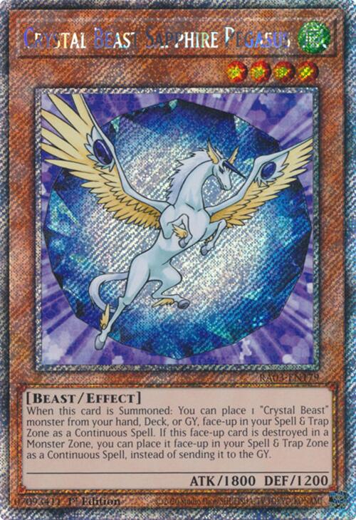 Crystal Beast Sapphire Pegasus (Platinum Secret Rare) [RA03-EN179] Platinum Secret Rare | Jomio and Rueliete's Cards and Comics