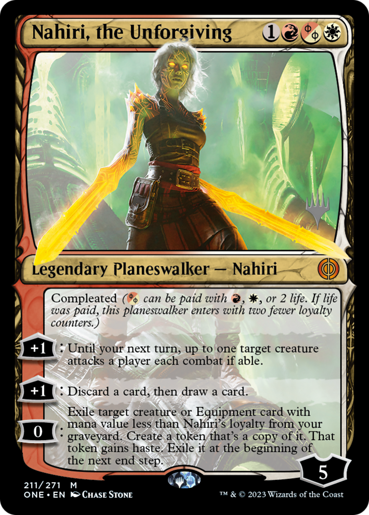 Nahiri, the Unforgiving (Promo Pack) [Phyrexia: All Will Be One Promos] | Jomio and Rueliete's Cards and Comics