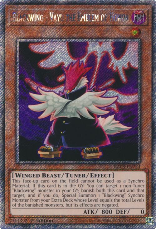 Blackwing - Vayu the Emblem of Honor (Platinum Secret Rare) [RA03-EN224] Platinum Secret Rare | Jomio and Rueliete's Cards and Comics