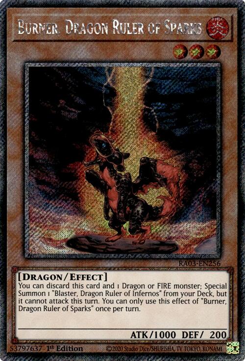 Burner, Dragon Ruler of Sparks (Platinum Secret Rare) [RA03-EN256] Platinum Secret Rare | Jomio and Rueliete's Cards and Comics
