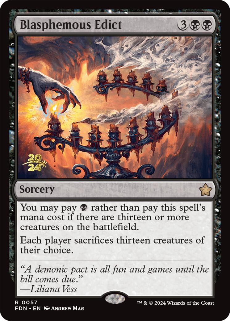 Blasphemous Edict [Foundations Prerelease Promos] | Jomio and Rueliete's Cards and Comics