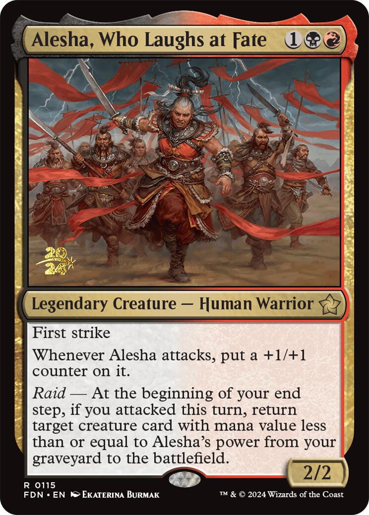 Alesha, Who Laughs at Fate [Foundations Prerelease Promos] | Jomio and Rueliete's Cards and Comics