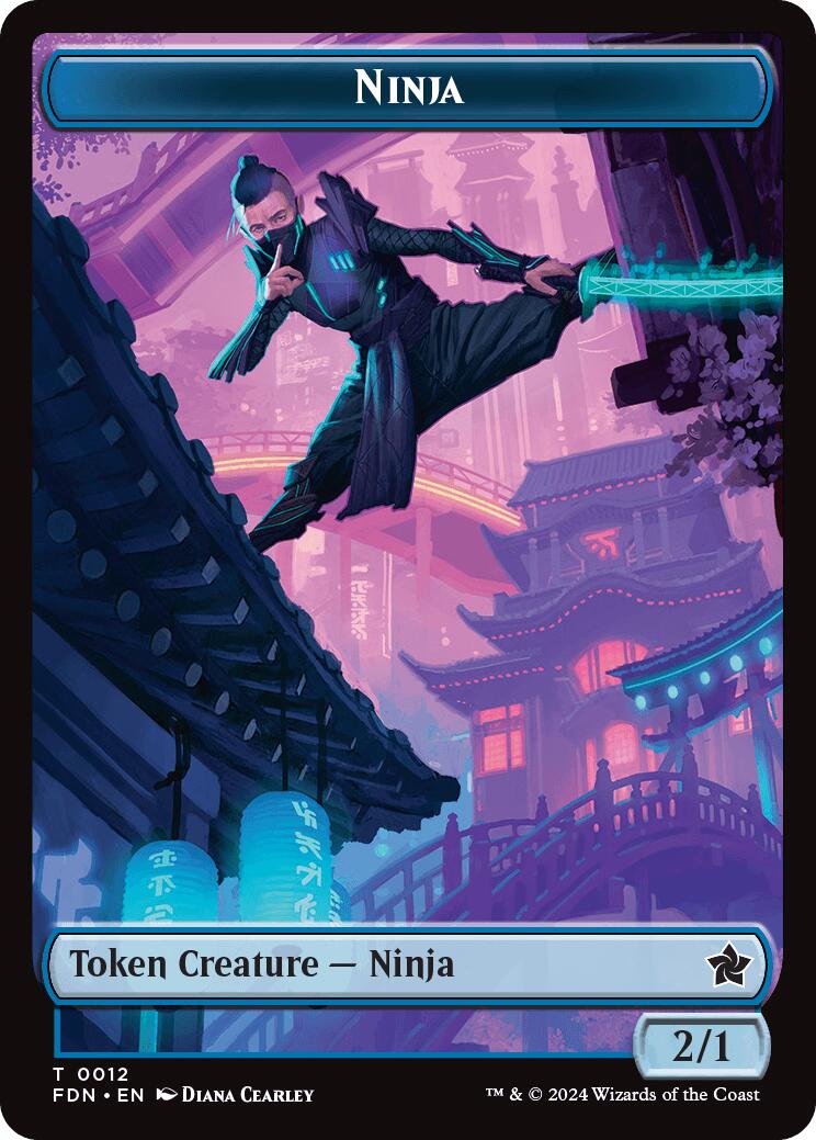 Emblem - Kaito, Cunning Infiltrator // Ninja Doubled-Sided Token [Foundations Tokens] | Jomio and Rueliete's Cards and Comics