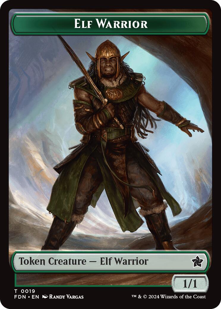 Elf Warrior // Raccoon Doubled-Sided Token [Foundations Tokens] | Jomio and Rueliete's Cards and Comics