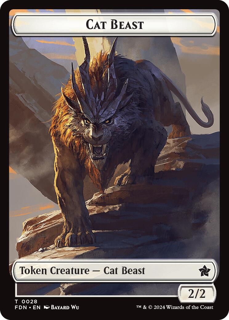 Cat Beast // Dragon (0017) Double-Sided Token [Foundations Tokens] | Jomio and Rueliete's Cards and Comics