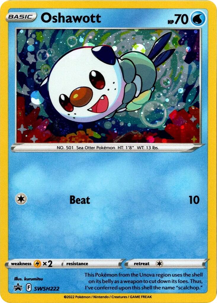Oshawott (SWSH222) (Cosmo Holo) [Sword & Shield: Black Star Promos] | Jomio and Rueliete's Cards and Comics