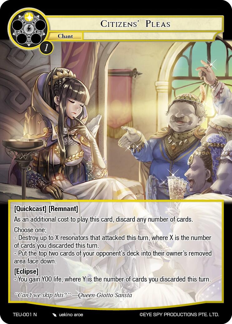 Citizens' Pleas (TEU-001 N) [Timeless Eclipse of the Underworld] | Jomio and Rueliete's Cards and Comics