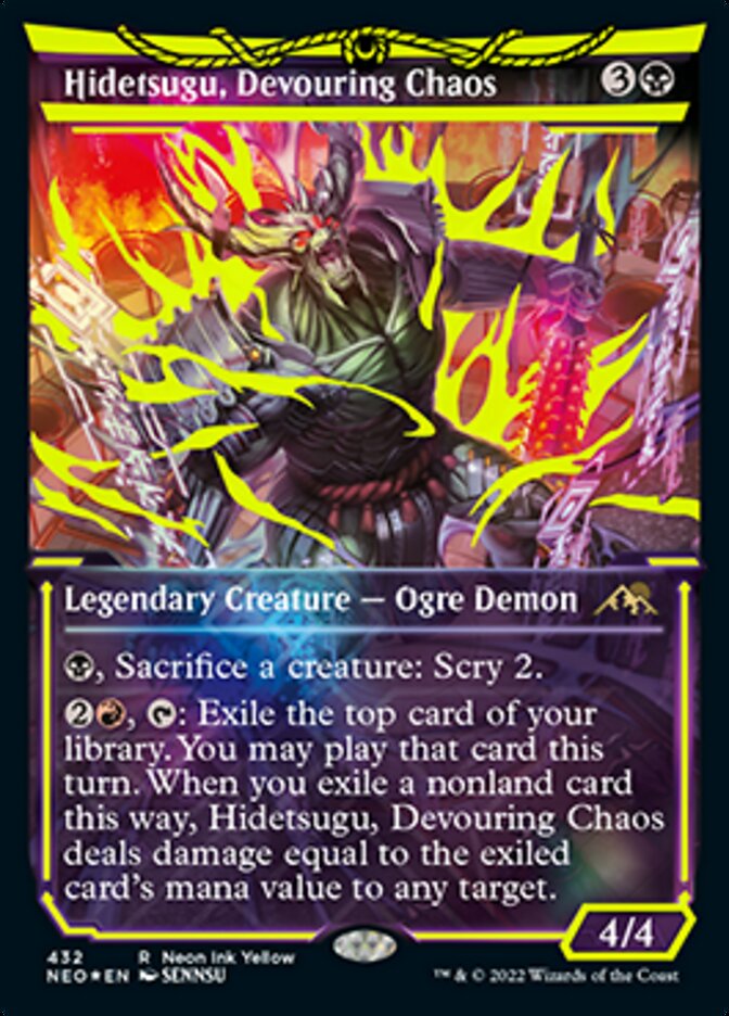 Hidetsugu, Devouring Chaos (Neon Ink Yellow) [Kamigawa: Neon Dynasty] | Jomio and Rueliete's Cards and Comics