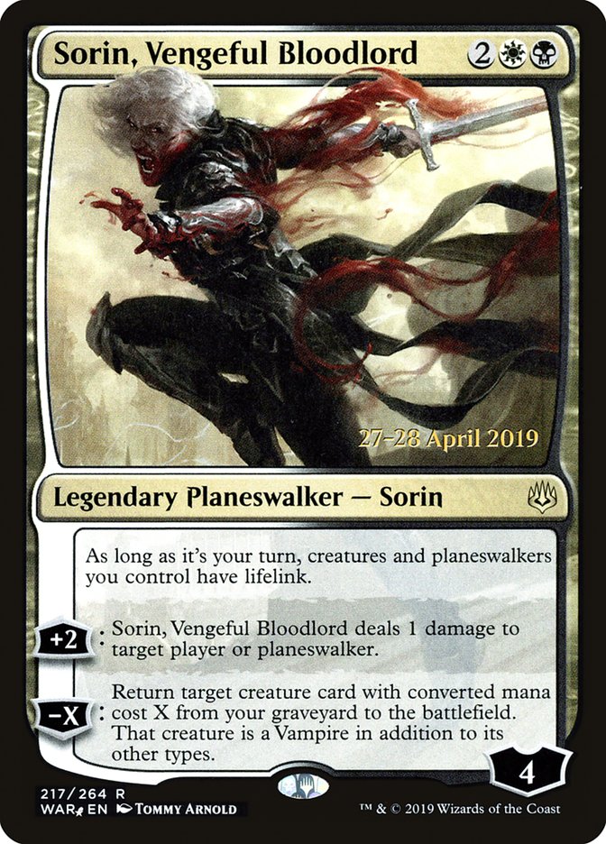 Sorin, Vengeful Bloodlord [War of the Spark Prerelease Promos] | Jomio and Rueliete's Cards and Comics