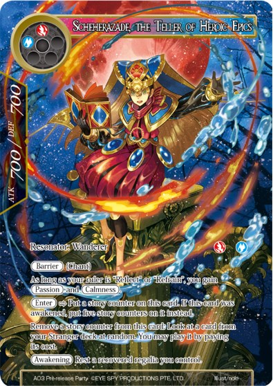 Scheherazade, the Teller of Heroic Epics (AO3 Pre-release Party) [Promo Cards] | Jomio and Rueliete's Cards and Comics