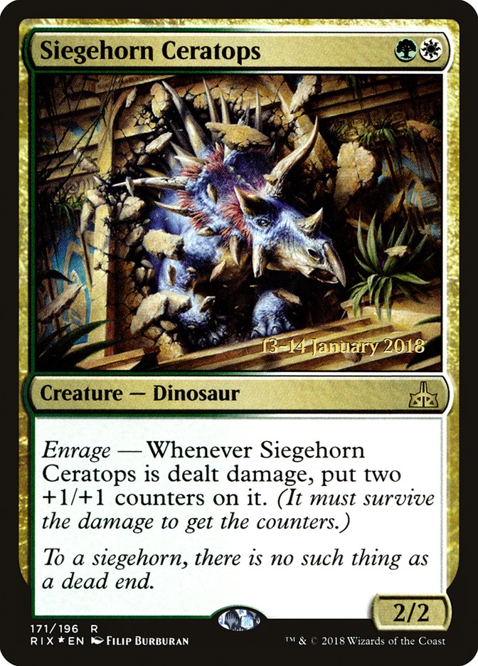 Siegehorn Ceratops [Rivals of Ixalan Prerelease Promos] | Jomio and Rueliete's Cards and Comics