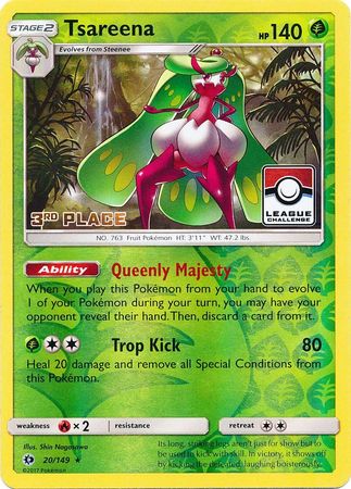 Tsareena (20/149) (League 3rd Place) [Sun & Moon: Base Set] | Jomio and Rueliete's Cards and Comics