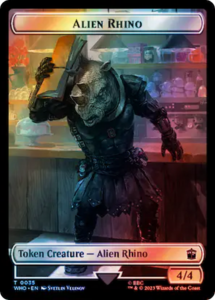 Alien Rhino // Clue (0054) Double-Sided Token (Surge Foil) [Doctor Who Tokens] | Jomio and Rueliete's Cards and Comics
