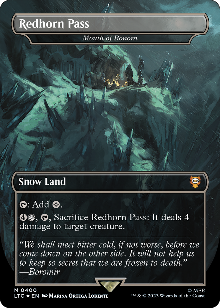 Redhorn Pass - Mouth of Ronom (Borderless) (Surge Foil Realms and Relics) [The Lord of the Rings: Tales of Middle-Earth Commander] | Jomio and Rueliete's Cards and Comics