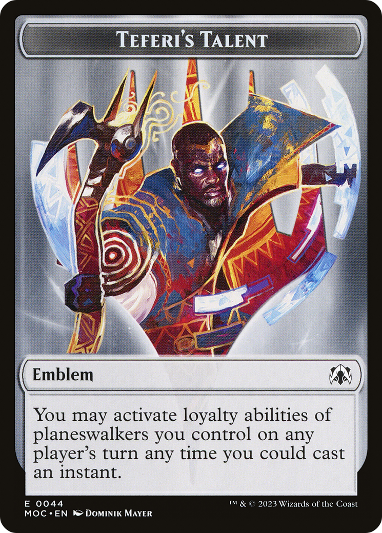 First Mate Ragavan // Teferi's Talent Emblem Double-Sided Token [March of the Machine Commander Tokens] | Jomio and Rueliete's Cards and Comics