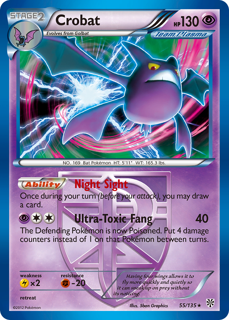 Crobat (55/135) [Black & White: Plasma Storm] | Jomio and Rueliete's Cards and Comics