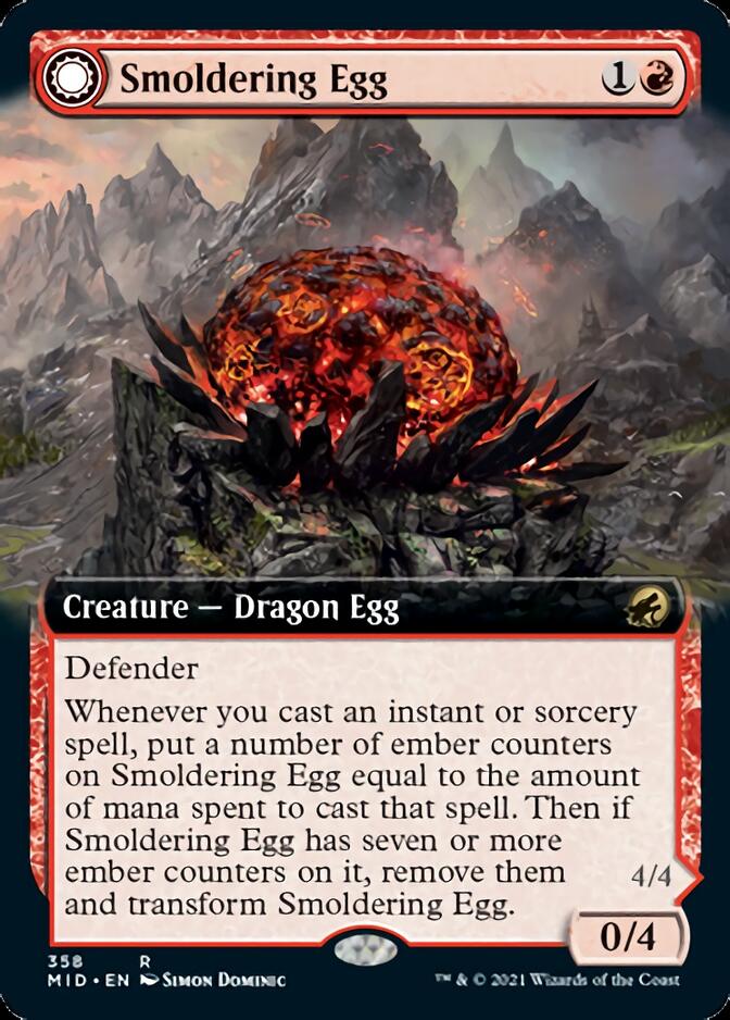 Smoldering Egg // Ashmouth Dragon (Extended Art) [Innistrad: Midnight Hunt] | Jomio and Rueliete's Cards and Comics