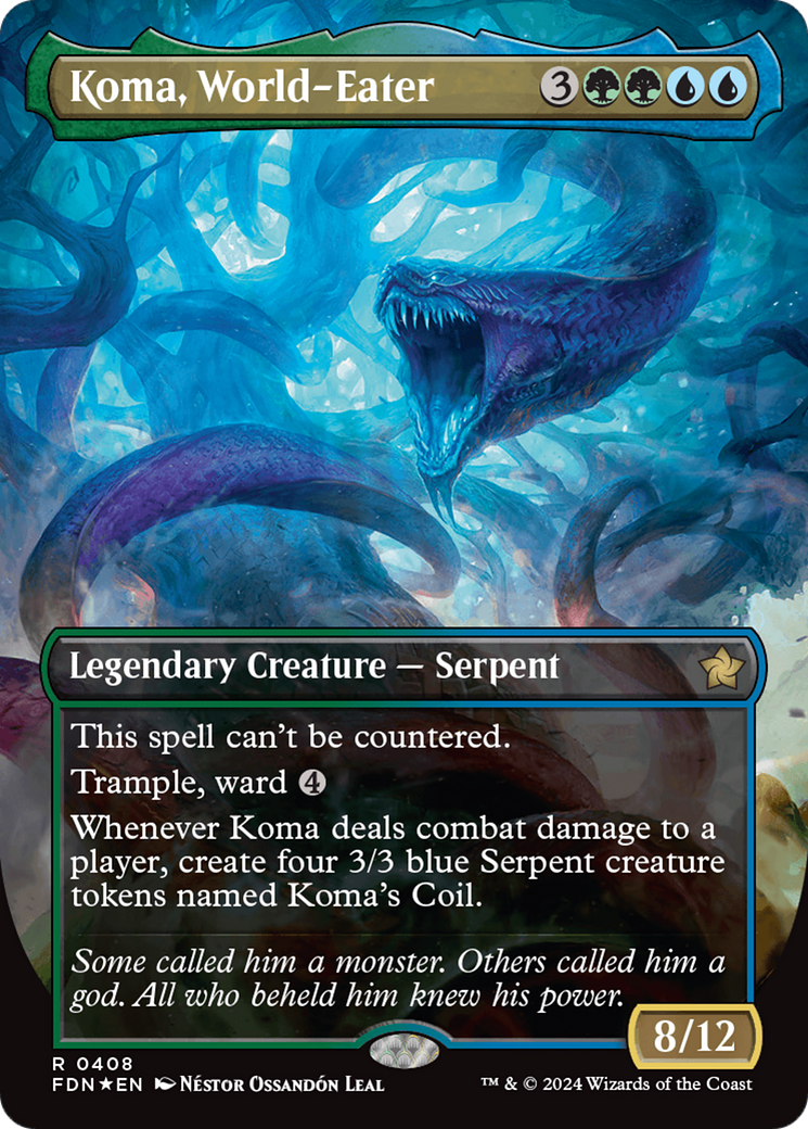Koma, World-Eater (Borderless) (Mana Foil) [Foundations] | Jomio and Rueliete's Cards and Comics