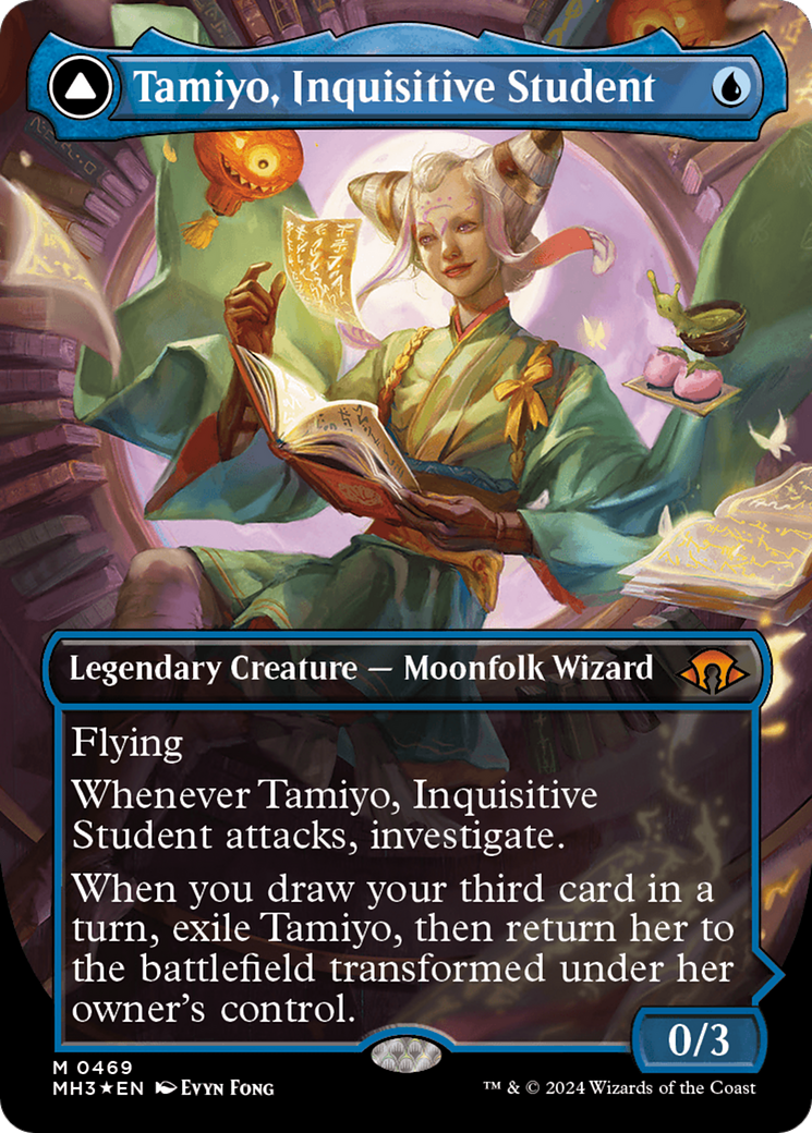 Tamiyo, Inquisitive Student // Tamiyo, Seasoned Scholar (Borderless) (Textured Foil) [Modern Horizons 3] | Jomio and Rueliete's Cards and Comics