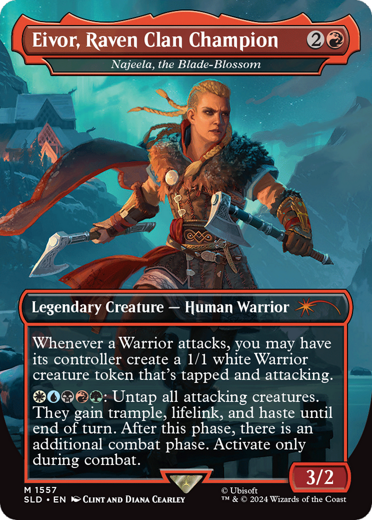 Eivor, Raven Clan Champion - Najeela, the Blade-Blossom (Rainbow Foil) [Secret Lair Drop Series] | Jomio and Rueliete's Cards and Comics