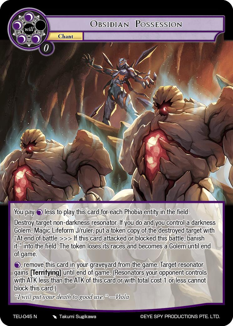 Obsidian Possession (TEU-045 N) [Timeless Eclipse of the Underworld] | Jomio and Rueliete's Cards and Comics
