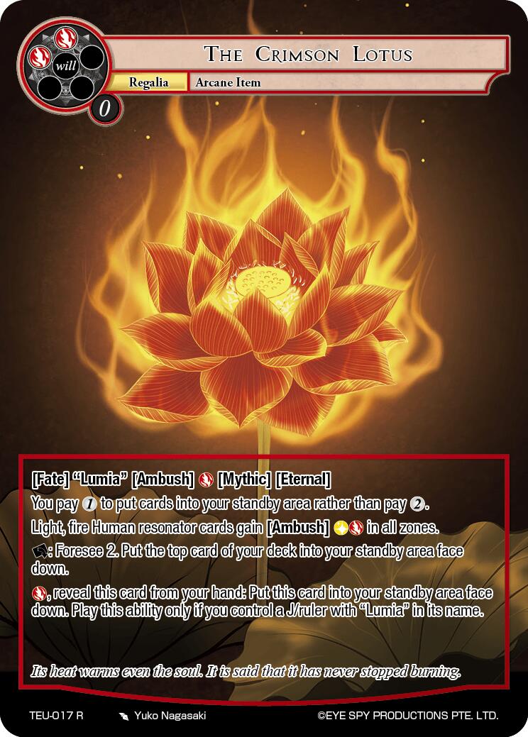 The Crimson Lotus (TEU-017 R) [Timeless Eclipse of the Underworld] | Jomio and Rueliete's Cards and Comics