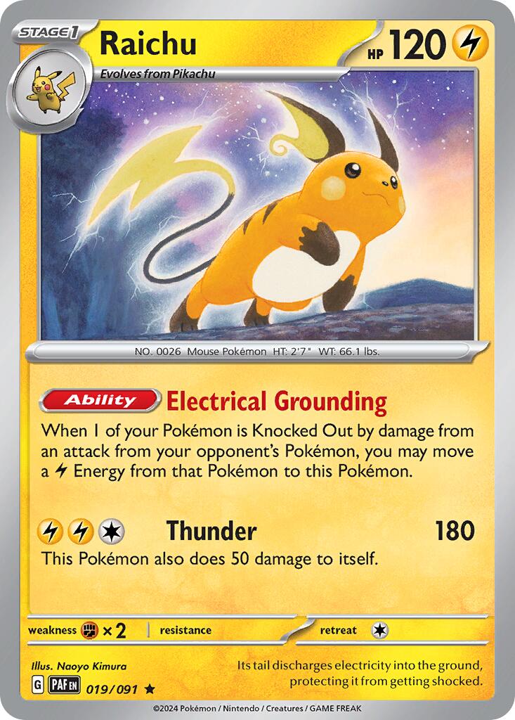 Raichu (019/091) (Theme Deck Exclusive) [Scarlet & Violet: Paldean Fates] | Jomio and Rueliete's Cards and Comics
