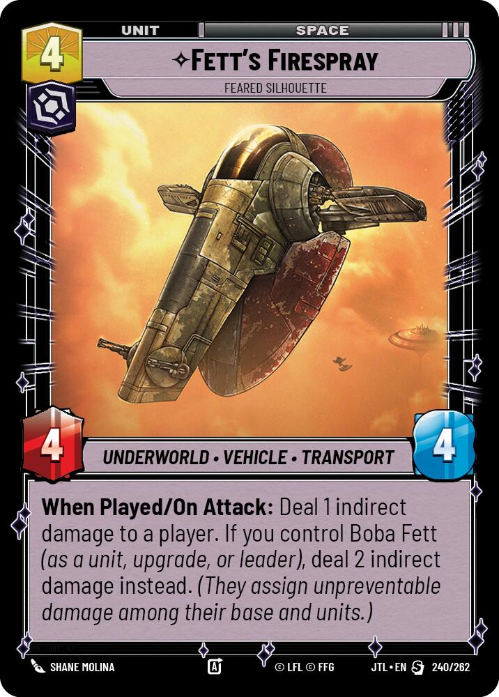 Fett's Firespray - Feared Silhouette (240/262) (240/257) [Jump to Lightspeed] | Jomio and Rueliete's Cards and Comics