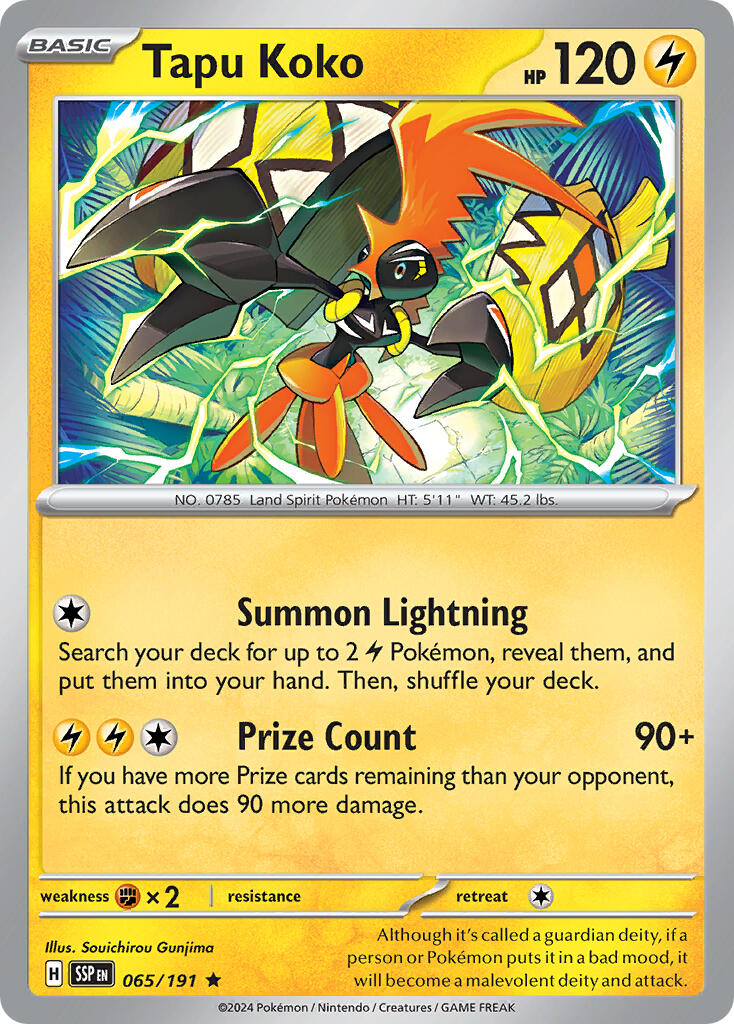 Tapu Koko (065/191) (Theme Deck Exclusive) [Scarlet & Violet: Surging Sparks] | Jomio and Rueliete's Cards and Comics