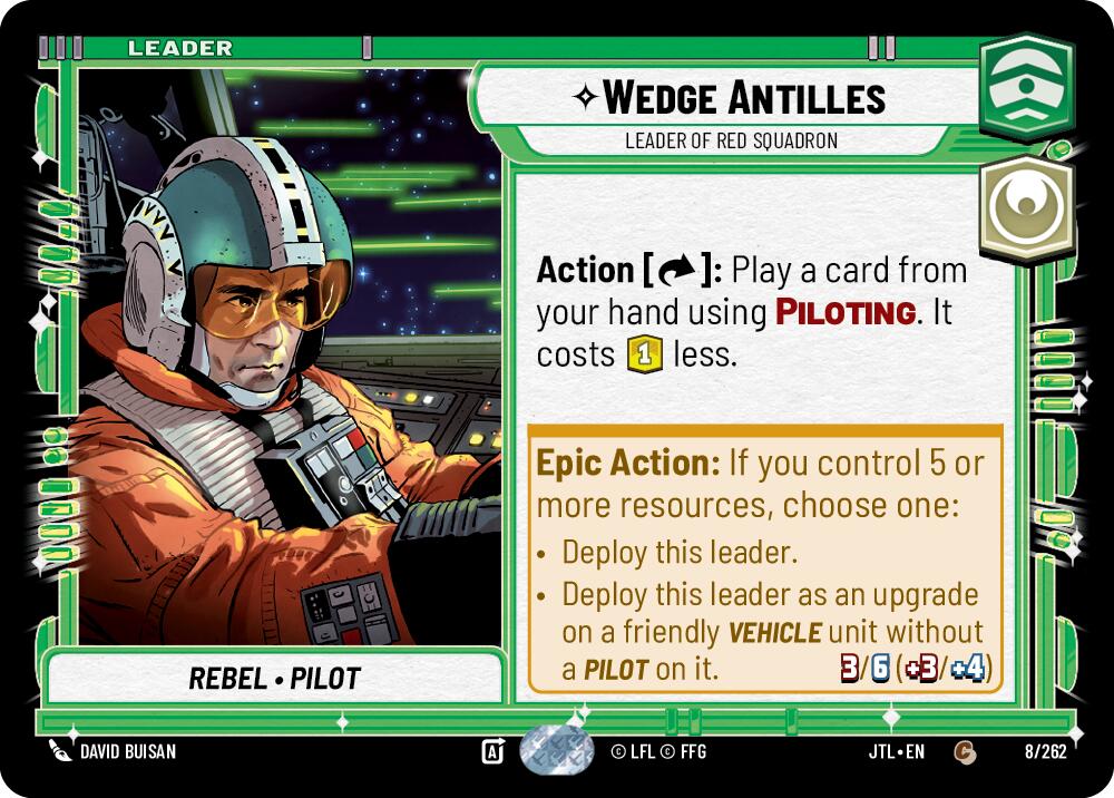 Wedge Antilles - Leader of Red Squadron (008/262) (008/257) [Jump to Lightspeed] | Jomio and Rueliete's Cards and Comics