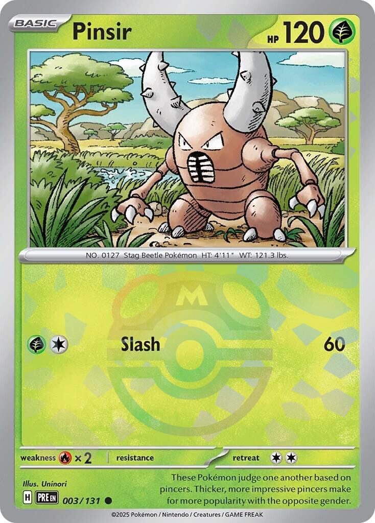 Pinsir (003/131) (Master Ball Pattern) [Scarlet & Violet: Prismatic Evolutions] | Jomio and Rueliete's Cards and Comics