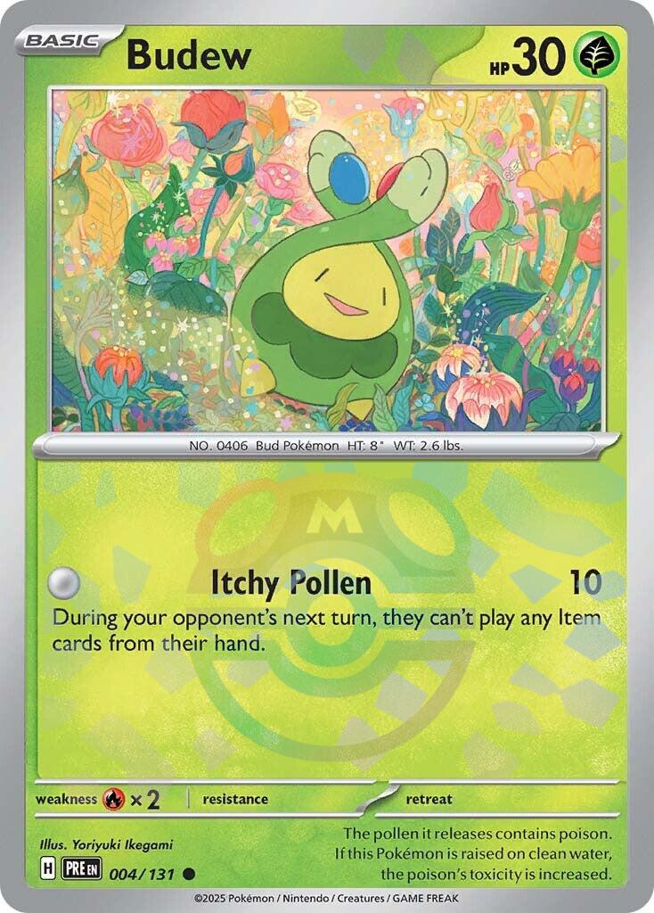 Budew (004/131) (Master Ball Pattern) [Scarlet & Violet: Prismatic Evolutions] | Jomio and Rueliete's Cards and Comics