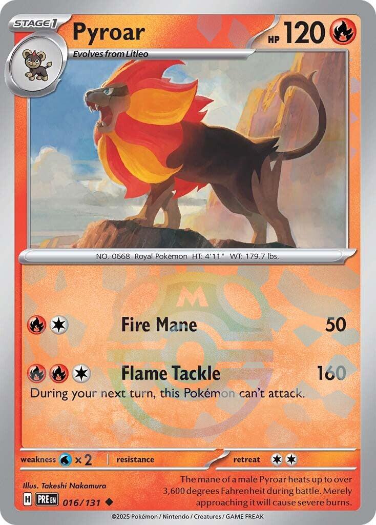 Pyroar (016/131) (Master Ball Pattern) [Scarlet & Violet: Prismatic Evolutions] | Jomio and Rueliete's Cards and Comics