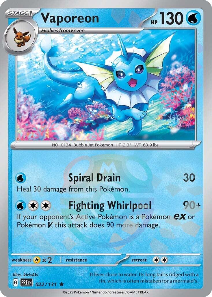 Vaporeon (022/131) (Master Ball Pattern) [Scarlet & Violet: Prismatic Evolutions] | Jomio and Rueliete's Cards and Comics
