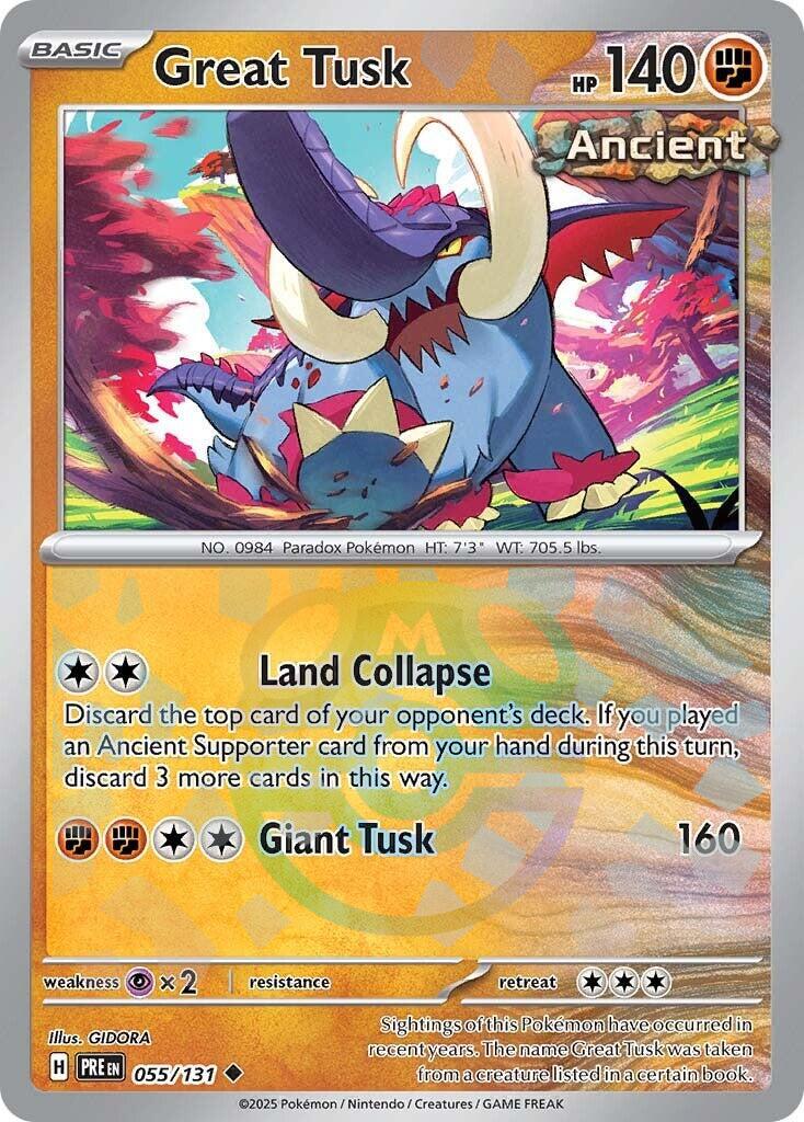 Great Tusk (055/131) (Master Ball Pattern) [Scarlet & Violet: Prismatic Evolutions] | Jomio and Rueliete's Cards and Comics