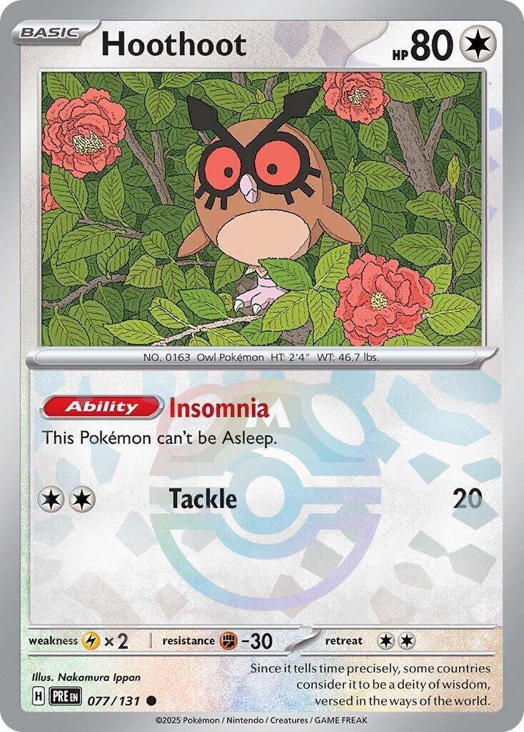 Hoothoot (077/131) (Master Ball Pattern) [Scarlet & Violet: Prismatic Evolutions] | Jomio and Rueliete's Cards and Comics