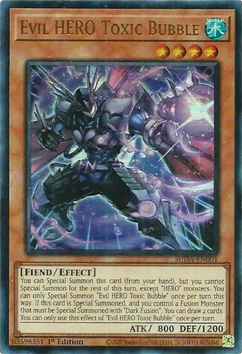 Evil HERO Toxic Bubble [SUDA-EN001] Ultra Rare | Jomio and Rueliete's Cards and Comics